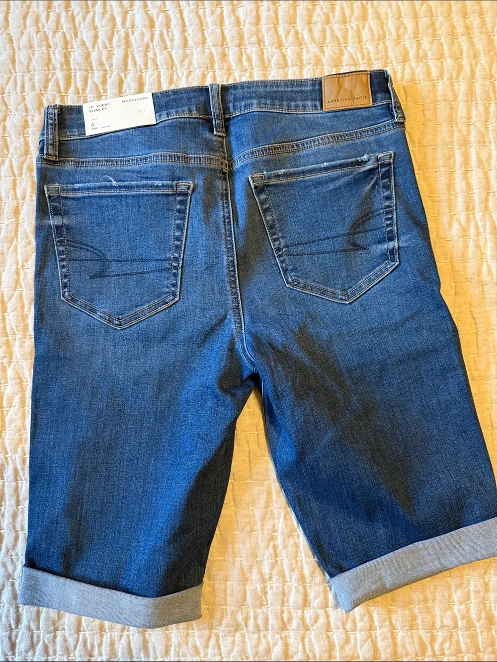 American Eagle Blue Rolled-Cuff Denim Shorts